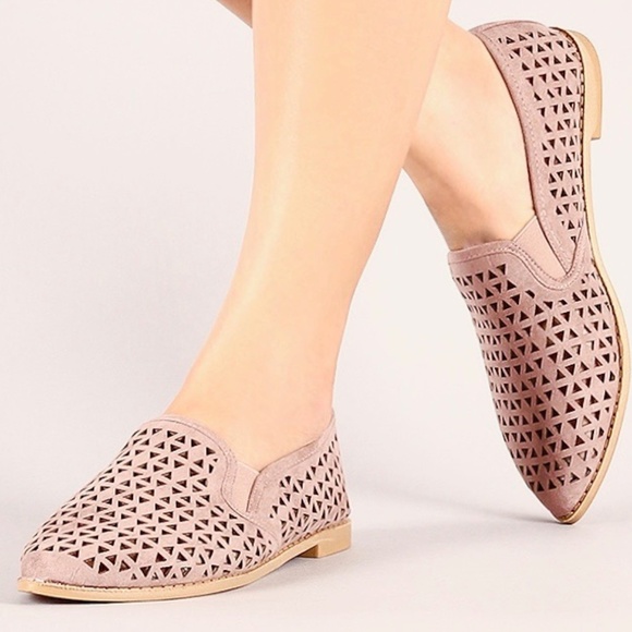 Mauve Perforated Loafer Slip On Flat - Picture 6 of 7